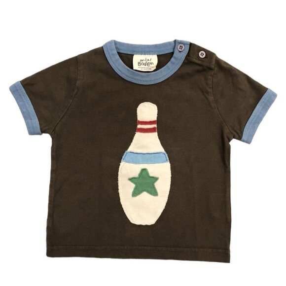 Mini Boden 6-12m Bowling Appliqué Ringer Tee Shirt - Picture 2 of 4